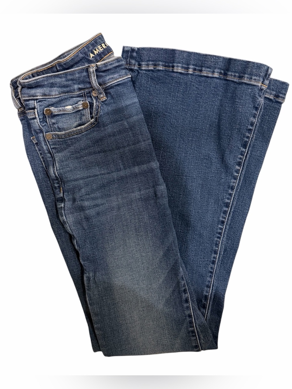 American Eagle Flare Leg Denim Jeans Blue Wash Women’s Size 6 Regular